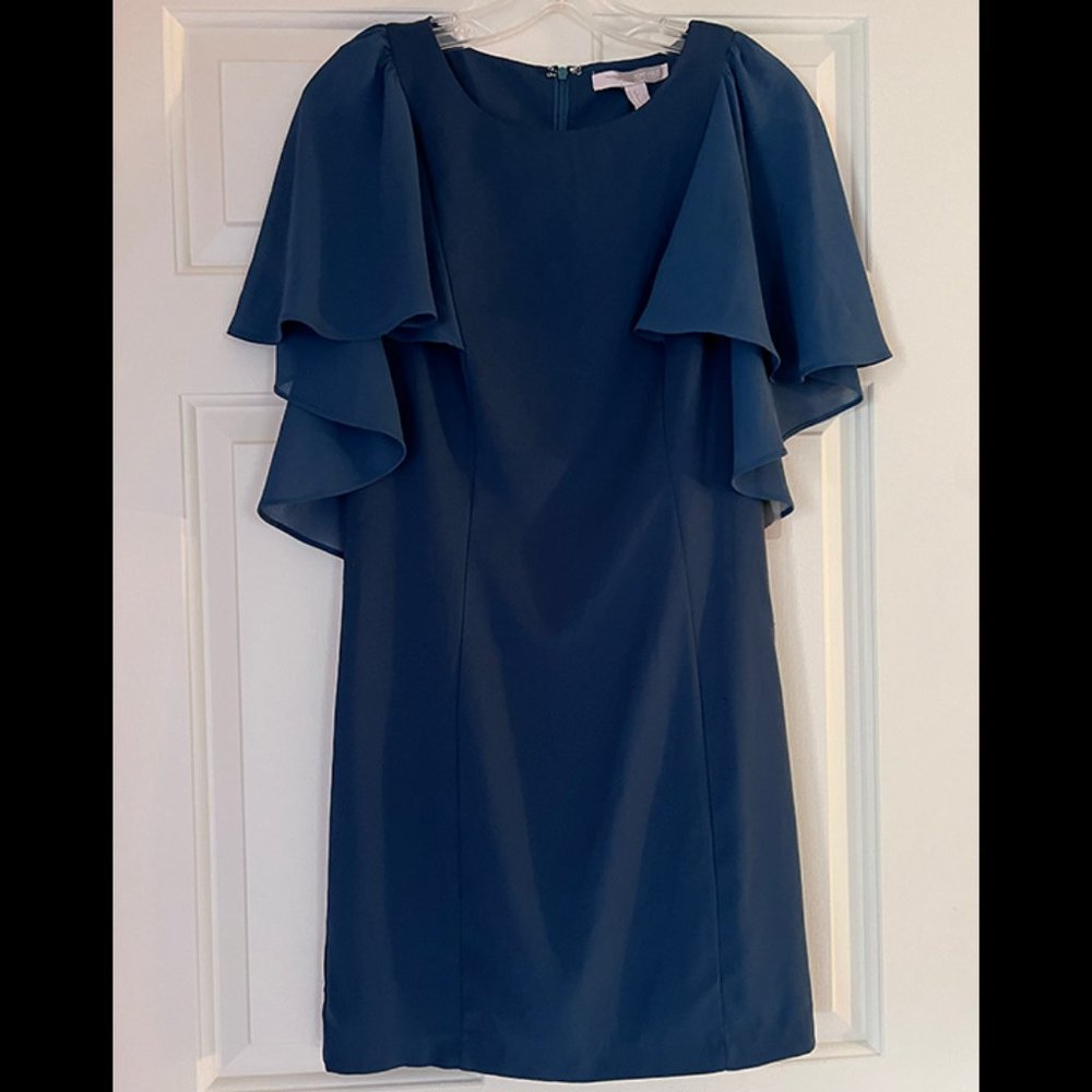 Teal Blue Office Cocktail Caped Sheath Dress, New w/Tags; Forever 21; Size Small